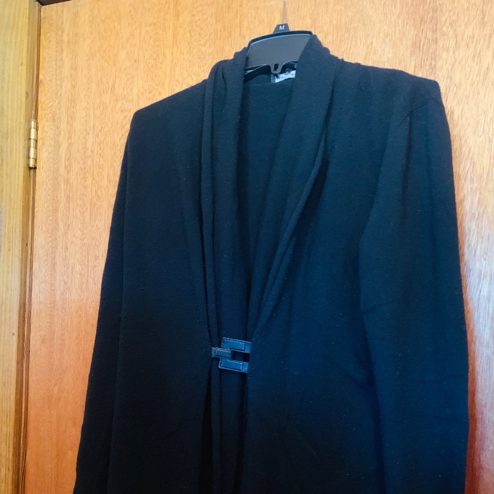 Black LaFayette 148 longer cardigan. Sz L. FUC-GUC
